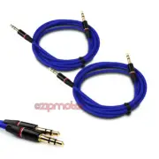 2X 3.5MM AUX AUXILIARY STRAIGHT AUDIO CABLE BLUE FOR NOKIA LUMIA 1320 Z10 Z30