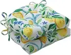 Pillow Perfect Outdoor/Indoor Lemon Tree Yellow Chair Pads, 15.5" x 16", Pack...