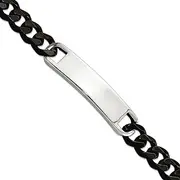 [JewelryWeb] Stainless Steel Polished Black Ip Plated Curb Chain ID Bracelet 22 Centimeters Identification-Bracelet for Women and Men