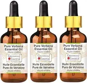 Greenwood Essential Pure Verbena Essential Oil (Aloysia citrodora) with Glass Dropper Natural Therapeutic Grade Steam Distilled (Pack of Three) 100ml X 3 (10 oz)