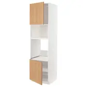 METOD hi cb f oven/micro w 2 drs/shelves, white/Vedhamn oak, 60x60x220 cm
