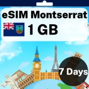eSIM Montserrat - 1 GB - 7 Days - Travel eSIM | QR code activation