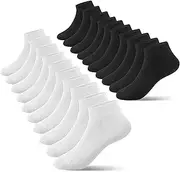 [Falechay] 10 Pairs Children's Trainer Socks Boys Girls Children's Socks Short Socks Cotton Sports Socks, 5 x black + 5 x white, 27-30
