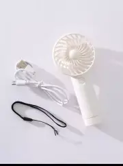 White Mini Hand-held Fan Portable Fan Cooler Cooling USB Rechargeable Fan