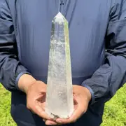 1.23kg Natural Clear Quartz Obelisk Point Quartz Crystal Wand Reiki Tower Decor