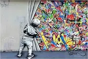 Banksy(Graffiti) Famous Oil Paintings Reproduction Giclee Canvas Prints on Canvas Artwork Pictures on Canvas Wall Art for Home Office Decorations(55x82cm_22x33in,Unframed)