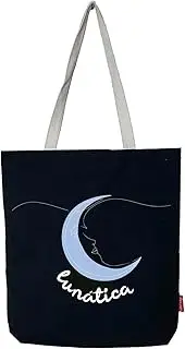 [hello-bags] Tote Bag with Zip, Lining and Inner Pocket. Exterior: 100% Cotton. Includes beautiful kraft envelope. Model: Lunatica, Colour: Ecru/Black. Dimensions: 37 x 38 cm, Black, L, black, L,