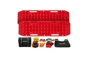 BUNKER INDUST Winch Recovery Kit 13PCS with Red Recovery Tracks / Snatch Strap Off Road 4WD