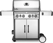 Napoleon Rogue 4 Burner 304 Stainless Steel Gas Grill with Side Burner and Rear Burner, Black