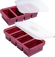 Souper Cubes 1 Cup Silicone Freezer Tray with Lid - Easy Meal Prep Container and Kitchen Storage Solution - Silicone Molds for Soup and Food Storage - Cranberry - 2-Pack