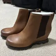 NEW Sorel Women's Joan of Arctic Wedge III Chelsea Boot Hazelnut Brown Size 11