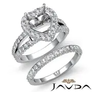 Pave Heart Diamond Engagement Ring Bridal Setting Platinum 950 Semi Mount 2.75Ct