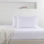 Luxe Bedding Bamboo Cotton 400TC Fitted Sheet & Pillowcase Combo White