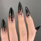 24/30PCS Ink Painting False Nail Gilt French Press on Nails for Women Girl