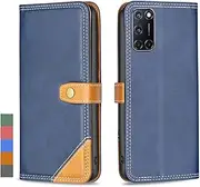 Klapber Leather Wallet Case for Oppo A52 A72 A92 With Card Slot, Kickstand, Bumper Soft TPU Silicone Shell Cover, Blue