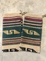 El Paso Saddle Blanket Intricate Handwoven Aztec Rug (Lot of 2) 20”x40”