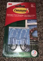 Command Outdoor Medium Clear Window Hooks with Clear Strips 17091CLR-AWES. New