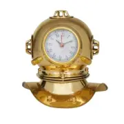 Litton Lane Table Clock 7.85"x7.75"x7" Gold Brass Nautical Analog Decorative