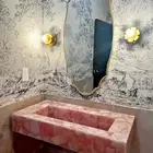 Rose Quartz Vessel Sink – Handmade Bathroom Vanity Basin – Natural Stone Basin