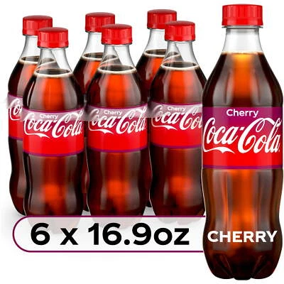 Coca-Cola Cherry Soda Pop, 16.9 fl oz, 6 Pack Bottles Free Shipping!!!!!