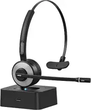 Wireless Headset with Mic for Work, Noise Cancelling Mic with Charging Base