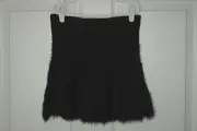 NWT Girl's Polarn O Pyret Knit Black Faux Fur Swing Mini Skirt Pull-On Sz 10-12