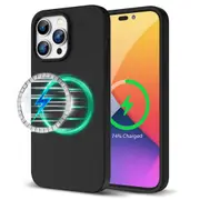 ZUSLAB iPhone 14 Pro Case MagSafe Liquid Silicone Anti-Scratch Gel Rubber Shockproof Protective Magnetic Cover for Apple (2022) - Black