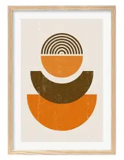 [Profile Australia] Australian Made Orange Boho Sun Shapes Art Print A1 Frame in Natura
