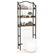 Giantex 3-Tier Over The Toilet Rack Bathroom Organizer w/Metal Frame Laundry Storage Shelf Black