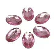 100 Pink Flatback Acrylic Rhinestone Oval Gem Beads 13X18mm No Hole Glue on