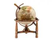 Unique Art 6-Inch Tall Mini Pearl Swirl Gemstone World Globe with Copper Tripod