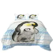 Cute Animal Art Drawings Penguins Holding Hands Coverlet