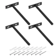 4Pcs 6 Inch Wall Mounting Floating Shelf Bracket Blind Shelf Support, Black