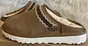 UGG CHESTNUT CLASSIC SLIP ON ATHERSON SUEDE SHEEPSKIN SLIPPERS,MEN US 9,WOMEN 10