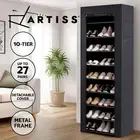 Artiss Shoe Rack Storage Cabinet Stackable Shelf Removable Cover 10 tier Black