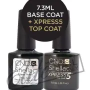 CND SHELLAC Base Coat 7.3ml + XPRESS5 Top Coat 7.3ml + FREE Remover Wraps 10ct