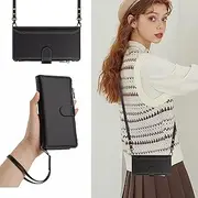 [PONRFEKT] for Samsung Galaxy M14 5G Phone Case,Flip Case Leather Wallet Case with 9 Card Holder Zipper Wallet with Lanyard Wristlet Protective Phone Cover,Black