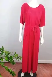 Autograph Plus Size 22 Plisse Pleated Midi Dress Pink Belt Women NEW $124