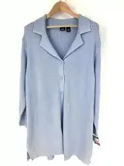 Mossimo Cardigan Sweater Womens 1X Vintage Light Blue Collared Button Up NWT