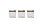 3pc Ecology Store Square Canister Container Pantry Storage w Lid Set Clear