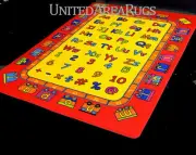 3x5 Educational Area Rug ABC Kids Room School Time Numbers & Train Yellow & Red