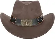 [Tefrine] Black Cowboy Hats for Women - Western Sparkly Rhinestone Cowgirl Hat for Ladies Size M