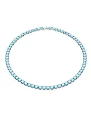 [Swarovski] Matrix Tennis Necklace Round Cut Medium Rhodium Plated in Blue