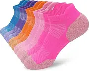 [srclo] Womens Trainer Socks 5 Pairs Cushioned Sports Socks for Women Breathable Cushion Black White Running Socks Ladies Colorful Casual Nonslip Ankle Athletic Socks.