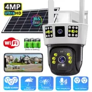 Dual Lens WIFI 4MP Solar Security Camera Outdoor Home CCTV Camera PTZ 10X Zoom