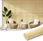 Art3d Natural Bamboo Wall Panel for Interior Wall Decor, Renewable Pole Wrap Wainscoting Paneling for Wall Ceiling Furniture Cabinet Office, 244x30 CM - Raw