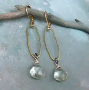 NATURAL PRASIOLITE SUNDANCE CHARM HANDMADE BRIOLETTE ARTISAN JEWELRY EARRINGS