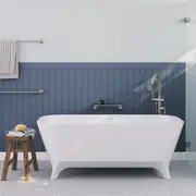 HAMPTON 1600*800*600mm Cast Stone Solid Surface Bath Tub Matte White Freestanding with Overflow