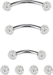 [Dyknasz] Eyebrow Piercing Jewelry Surgical Steel Rook Earring Curved Barbell Tiny Eyebrow Ring Vertical Labret Lip Jewelry Ear Navel Small Belly Button Ring for Women Men 16g 6mm/8mm/10mm