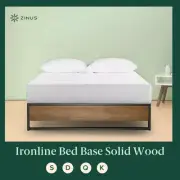 Zinus Bed Frame Queen Double King Single Industrial Metal Wood Design High Base